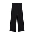 Black high-waisted wide-leg trousers - flat lay view