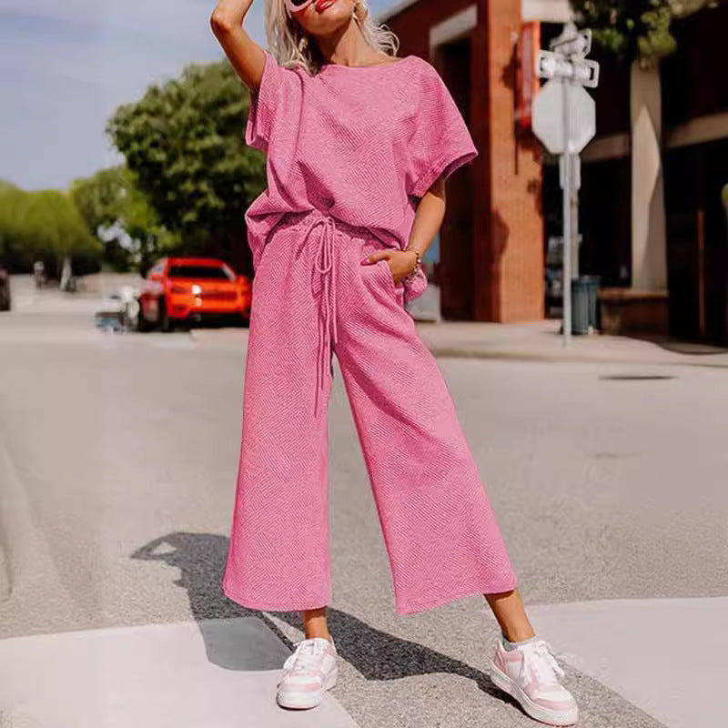 Casual two-piece set in pink - women's matching co-ord outfit