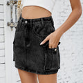 Vintage denim mini utility skirt - black colorway side view