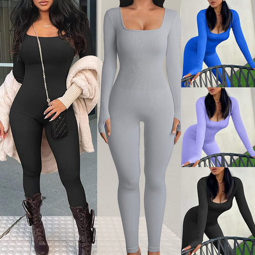 Collage of women wearing various colored bodysuits.