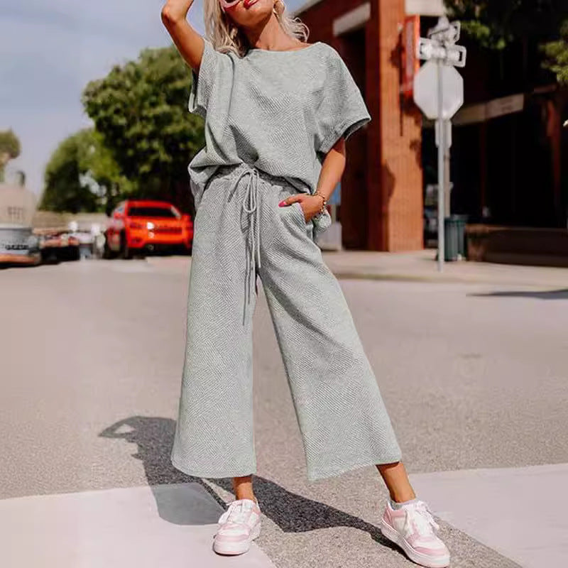 Casual two-piece set in gray - women's matching co-ord outfit